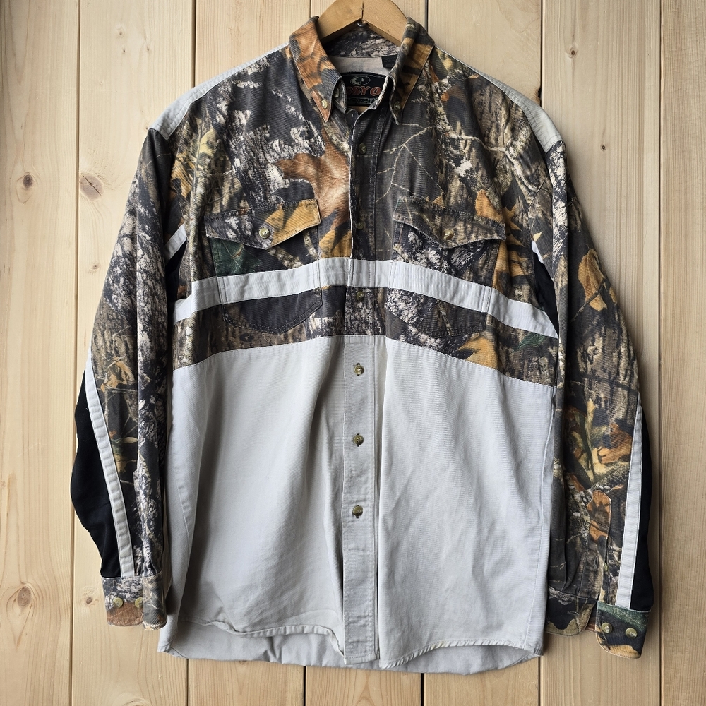 Mossy Oak Western By Roper Shooting Shirt Camo Button Shirt Hunting Mens Medium